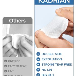 KADRIAN Double-Sided Facial Pads - Lint free - for Makeup Remover and Toner - Rayon face pads for toner and cleasing - Rayon not cotton balls - Exfoliating cotton rounds for face (180 Pads)