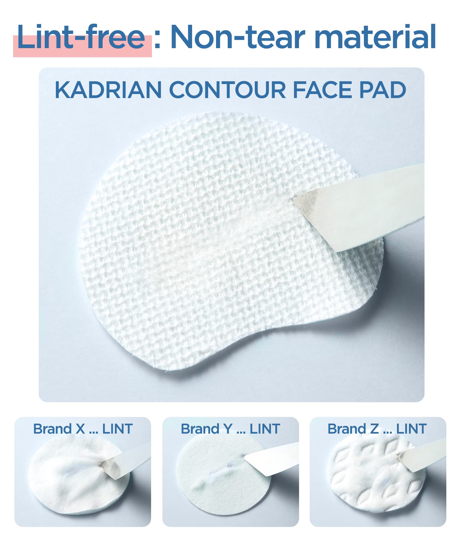 KADRIAN Double-Sided Facial Pads - Lint free - for Makeup Remover and Toner - Rayon face pads for toner and cleasing - Rayon not cotton balls - Exfoliating cotton rounds for face (180 Pads)