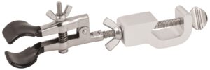 eisco burette clamp with bosshead/test tube holder - pvc coated round jaws, opens up to 45mm