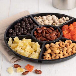 Plasticpro 6 Sectional Round Plastic Serving Tray/Platter (2, Black)