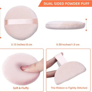 10 Pieces Pure Cotton Powder Puff, Makeup Puff for Powder Foundation, 3.15-inch Normal Size with Strap, Blending for Loose Powder Mineral Powder Body Powder Wet Dry Makeup Tool