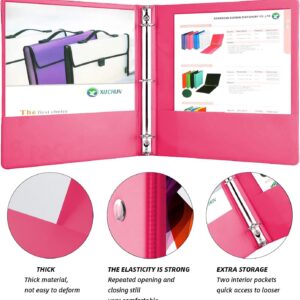 XUCHUN 6Pack 1”Inch Round 3 Ring Binder View Binders with 2 Pockets,Holds 225 Sheets Assorted Colors for Office,Home,School (Multicolor)