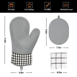 JAOBHAHY Oven Mitts Set, Silicone Oven Mitts and Pot Holders Sets with Hot Pads and Oven Mitts Heat Resistant, 4pcs Bakeware Set for Oven Kitchen Cooking