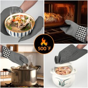 JAOBHAHY Oven Mitts Set, Silicone Oven Mitts and Pot Holders Sets with Hot Pads and Oven Mitts Heat Resistant, 4pcs Bakeware Set for Oven Kitchen Cooking