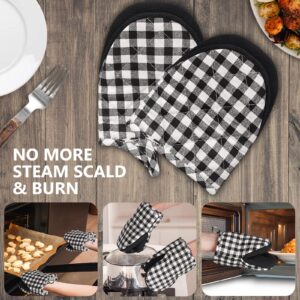 Qulable 1 Pair Short Oven Mitts - Silicone Kitchen Oven Gloves High Heat Resistant 500℉, Mini Oven Mits with Non-Slip Grip Surfaces and Hanging Loop for BBQ, Baking, Cooking and Grilling