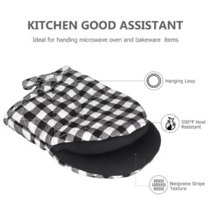 Qulable 1 Pair Short Oven Mitts - Silicone Kitchen Oven Gloves High Heat Resistant 500℉, Mini Oven Mits with Non-Slip Grip Surfaces and Hanging Loop for BBQ, Baking, Cooking and Grilling