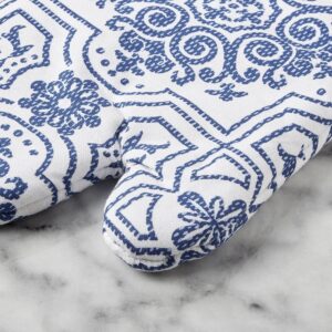 Martha Stewart Printed Oven Mitt Set, 7"x13", Strie Medallion