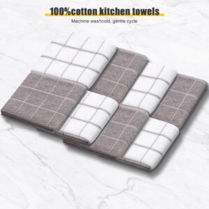 Oven Mitts Kitchen Towels Dishcloths with Pot Holders Sets 12PCS, Dish Towels Sets, Oven Gloves Pot Pads Heat Resistant 500 Degrees with Non-Slip Silicone Surface for Cooking Baking Grilling-Gray