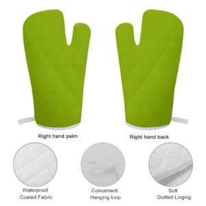 2Pcs Oven Mitts and Pot Holders Set, Lime Green White Oven Mitts Gloves Set Heat Resistant Hot Pads for Kitchen Cooking Grill