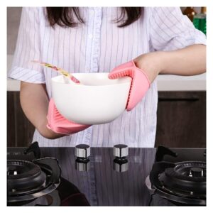 Oven Mitts Gadgets Rubber Oven Mitts 2pcs Thicken Grill Gloves BBQ Gloves Bowl Pot Clips Kitchen Gadgets for Baking Cooking (Color : A)