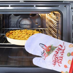 Christmas Oven Mitts Pot Holders Sets Christmas Kitchen Potholder Gloves for Kitchens Baking Barbeque Grilling Microwave