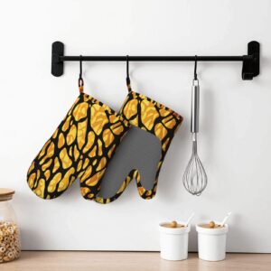 Animal Giraffe Print Printed Oven Mitts Heat Resistant Oven Gloves Non-Slip Silicone Kitchen Gloves for Cooking Baking BBQ Gloves 1 Pair