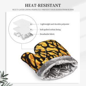 Animal Giraffe Print Printed Oven Mitts Heat Resistant Oven Gloves Non-Slip Silicone Kitchen Gloves for Cooking Baking BBQ Gloves 1 Pair