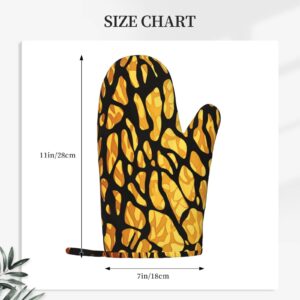 Animal Giraffe Print Printed Oven Mitts Heat Resistant Oven Gloves Non-Slip Silicone Kitchen Gloves for Cooking Baking BBQ Gloves 1 Pair