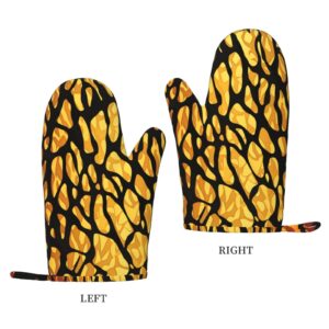 Animal Giraffe Print Printed Oven Mitts Heat Resistant Oven Gloves Non-Slip Silicone Kitchen Gloves for Cooking Baking BBQ Gloves 1 Pair