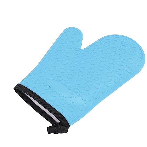 Silicone Oven Mitt, Kitchen Baking Glove High Temperature Retardant for Cooking (Blue)