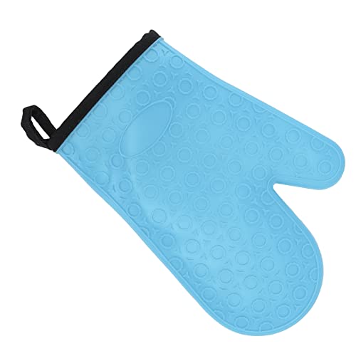 Silicone Oven Mitt, Kitchen Baking Glove High Temperature Retardant for Cooking (Blue)