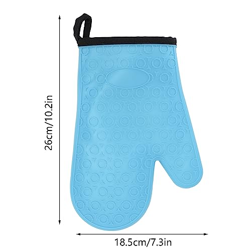 Silicone Oven Mitt, Kitchen Baking Glove High Temperature Retardant for Cooking (Blue)