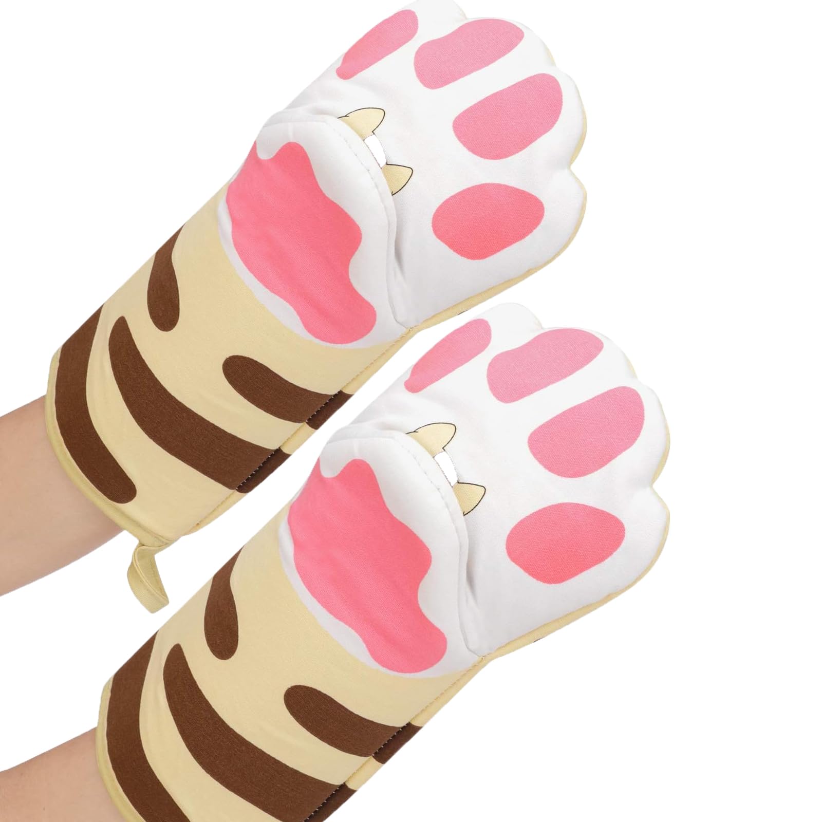 Cat Paw Oven Gloves with Roomy Thumb Long Sleeve Cat Kitchen Accessories for Christmas Cooking Baking