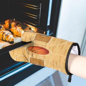 Ready Basketball Oven Mitts and Pot Holders Sets of 2 Heat Resistant Non-Slip Kitchen Gloves Hot Pads with Inner Cotton Layer for Cooking BBQ Baking Grilling