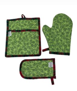 kitchen ovenset potholder oven mitt pan handle set of 3, 100% cotton