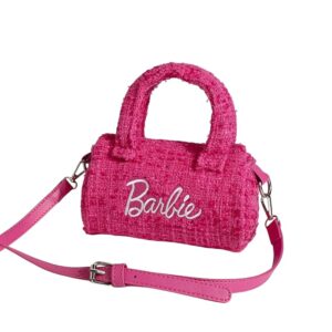 Pink Doll Party Favor Crossbody HandBag Barrel Shape for Girl Women Birthday Bachelorette Valentine Cute Princess Chic