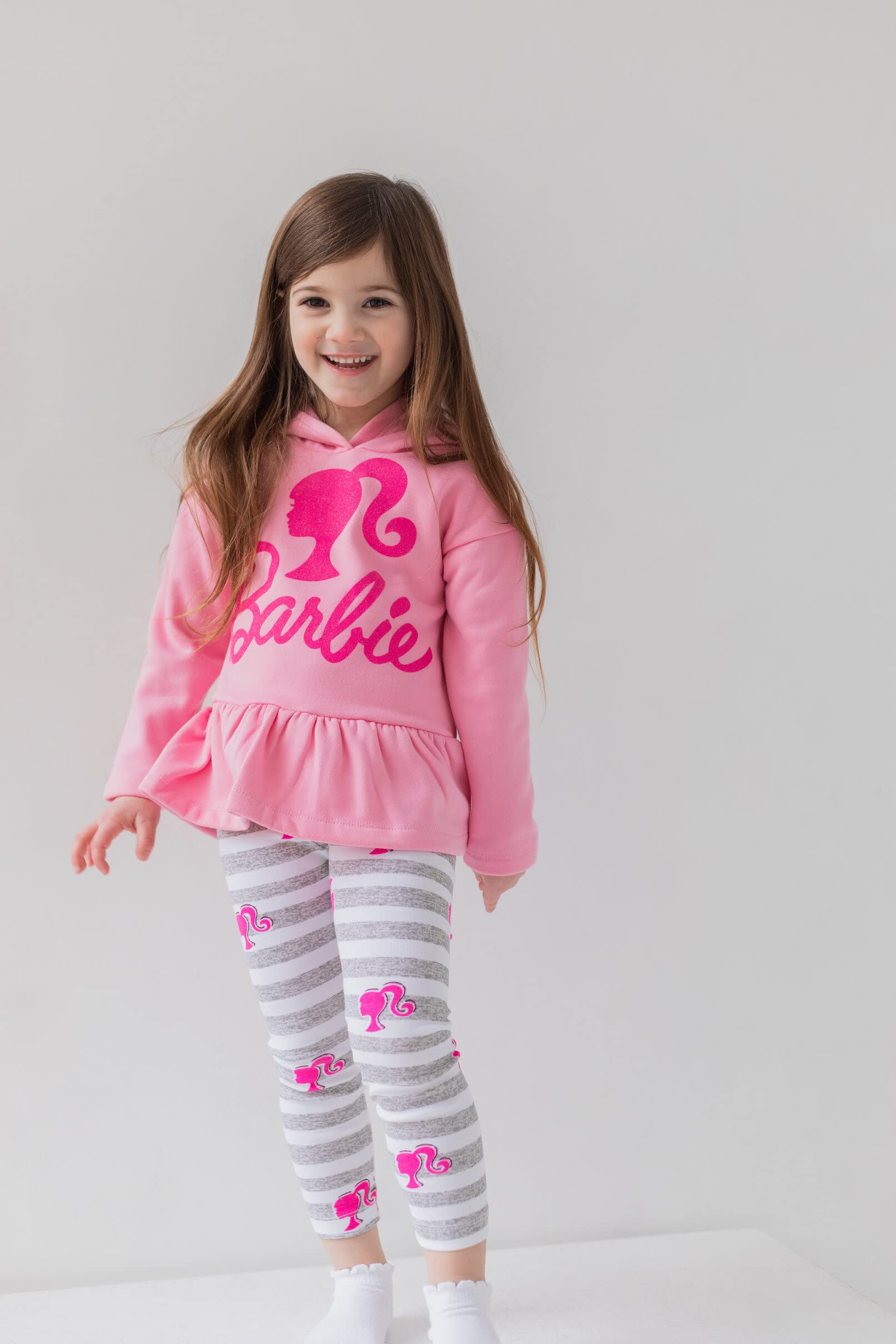 Barbie Toddler Girls Peplum Fleece Hoodie & Peplum Leggings Pink 5T