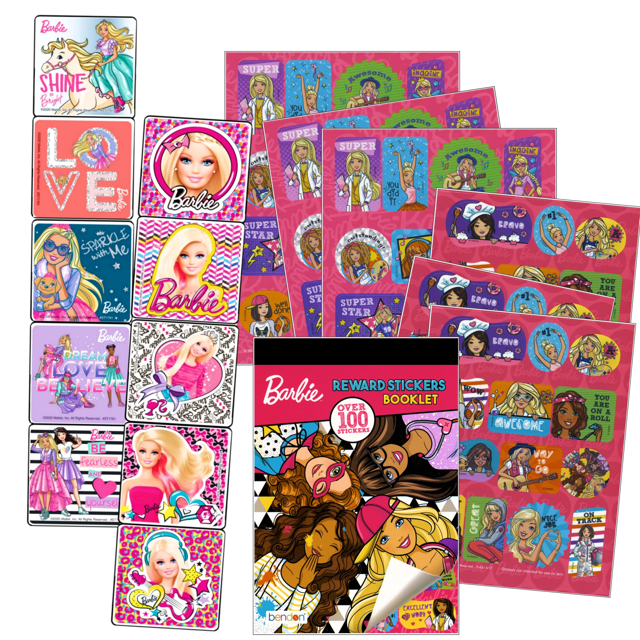 Barbie Sticker Activity Set - Bundle Includes Barbie Stickers, Barbie Coloring Book, and More (White)