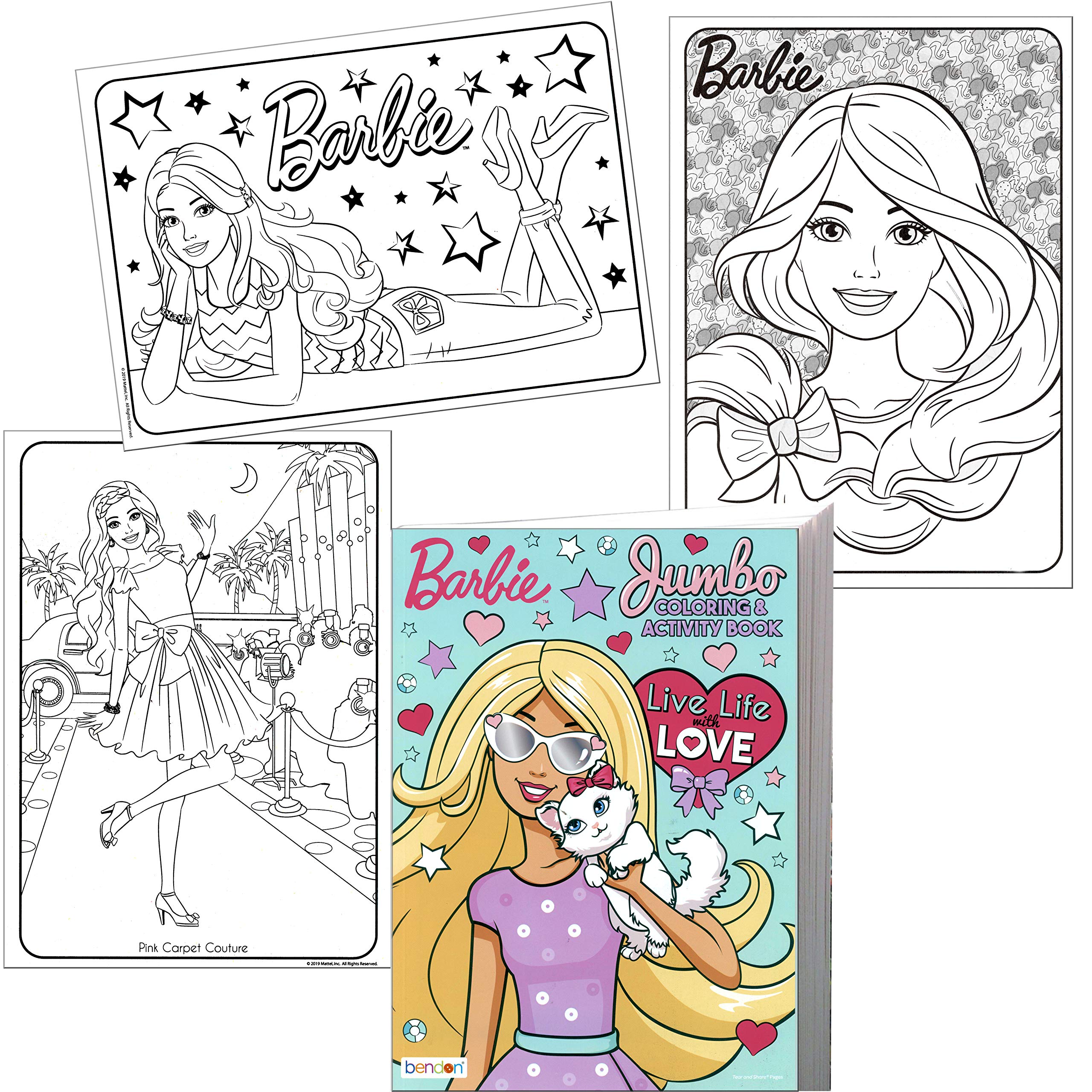 Barbie Sticker Activity Set - Bundle Includes Barbie Stickers, Barbie Coloring Book, and More (White)