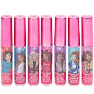 Townley Girl Barbie 7 pcs Kids Lip Gloss Set | Vegan Girls Makeup for Ages 3