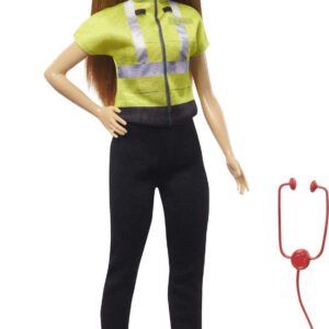 Barbie Paramedic Petite Fashion Doll, with Brunette Hair, Stethoscope, Medical Bag & Accessories