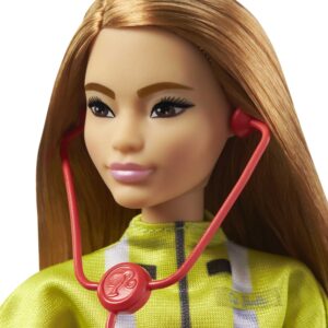 Barbie Paramedic Petite Fashion Doll, with Brunette Hair, Stethoscope, Medical Bag & Accessories