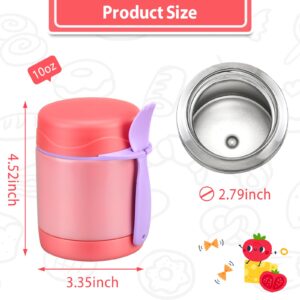 10oz Soup Thermo for Hot Food Kids,Lunch Thermo Kids Food Jar with Spoon Hot Insulated Food Containers,Leak Proof Stainless Steel Wide Mouth Lunch Food Thermo Jar for School(Pink)