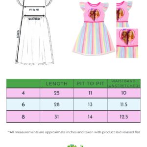 Barbie Girl's Rainbow Dress Up Fantasy Gown Nightgown Pajamas (6, Pink)