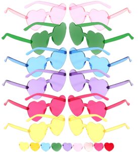 kicofit sunglasses women girls halloween 80s neon accessories party favor heart shape candy lover outfit (12, multi-color)