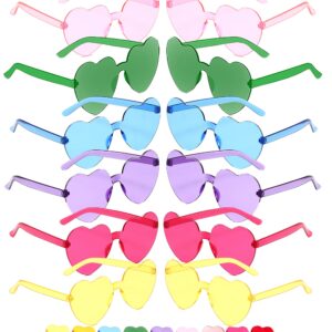 KICOFIT Sunglasses Women Girls Halloween 80s Neon Accessories Party Favor Heart Shape Candy Lover Outfit (12, Multi-color)