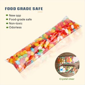 Voikinfo 100 pcs 5" x 13" Long Clear Resealable Cellophane Bags Self Sealing Treat Bags Cookie Bags with Adhesive Flap Gift Wrap Poly Bags Plastic Packaging 1.4 mil