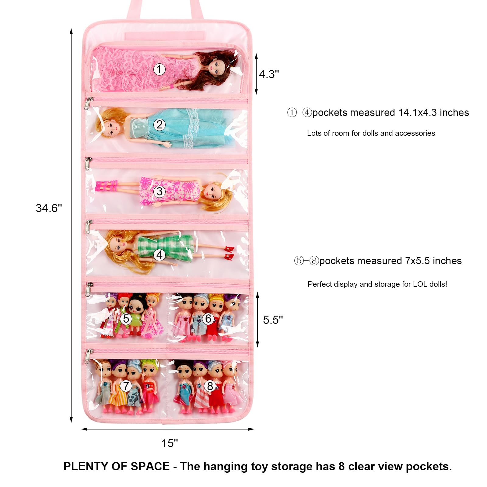 Octsky Toy Dolls Storage Bag Tote Carrying Case Compatible with LOL Surprise Toys Dolls Omg, Hanging Organizer Storage Bag with 8 Clear Window Pockets, Bag Only (03-Butterfly Purple)