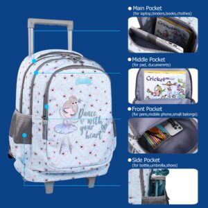 seastig Rolling Backpack for Kids Wheeled Backpack 18in Double Handle Backpack with Wheels