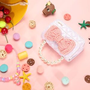 Gifts for Little Girls Cute Toddler Purse Kids Baby Sparkly Bow Handbags Small Crossbody Shoulder Bags Toys Presents (White)