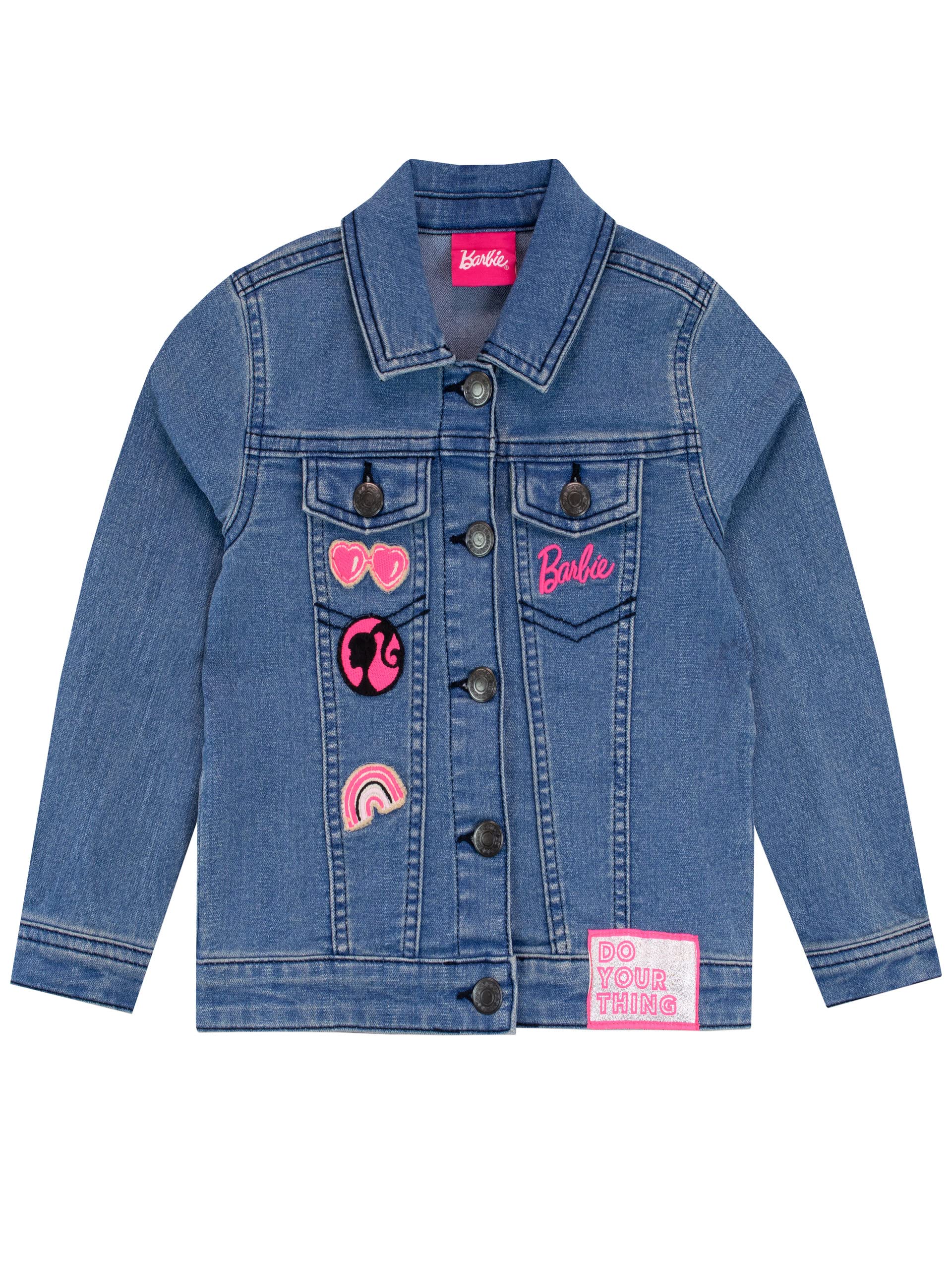 Barbie Girls Embroidered Jean Jacket Outerwear For Kids Blue 8