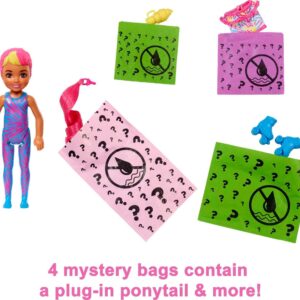 Barbie Color Reveal Small Doll & Accessories, Neon Tie-Dye Series, 6 Surprises, 1 Chelsea Doll (Styles May Vary)