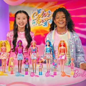 Barbie Color Reveal Small Doll & Accessories, Neon Tie-Dye Series, 6 Surprises, 1 Chelsea Doll (Styles May Vary)