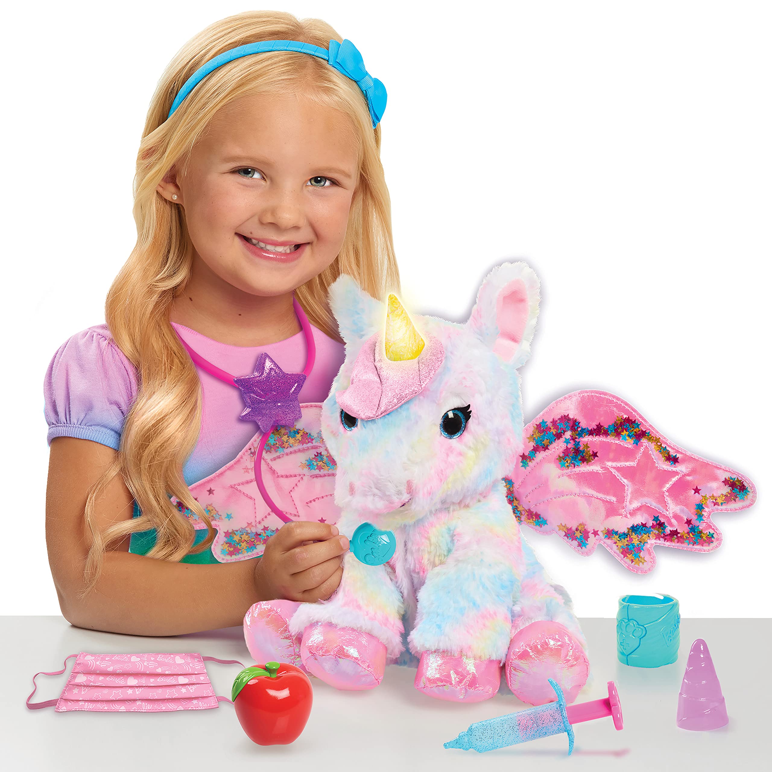 Barbie Dreamtopia Unicorn Doctor, Interactive Lights and Sounds Plush with Backpack