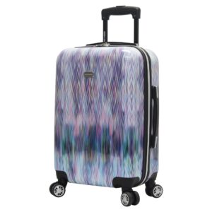 steve madden 20 inch carry on luggage collection - scratch resistant (abs + pc) hardside suitcase - designer lightweight bag with 8-rolling spinner wheels (diamond)