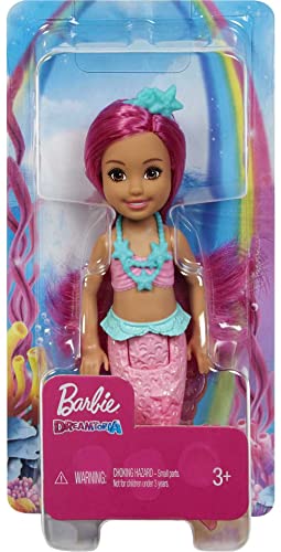 Barbie Dreamtopia Chelsea Mermaid Doll with Pink Hair & Tail, Royal Headband Accessory, Small Doll Bends at Waist