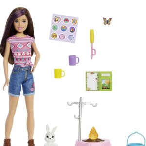 Barbie It Takes Two Skipper Doll & Accessories, Camping Playset with Doll, Campfire, Pet Bunny, Sticker Sheet & More