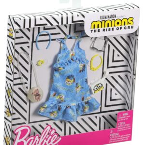 Barbie Storytelling Fashion Pack of Doll Clothes Inspired by Minions: Denim Dress and 6 Accessories Dolls, Gift for 3 to 8 Year Olds