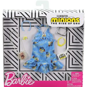 Barbie Storytelling Fashion Pack of Doll Clothes Inspired by Minions: Denim Dress and 6 Accessories Dolls, Gift for 3 to 8 Year Olds