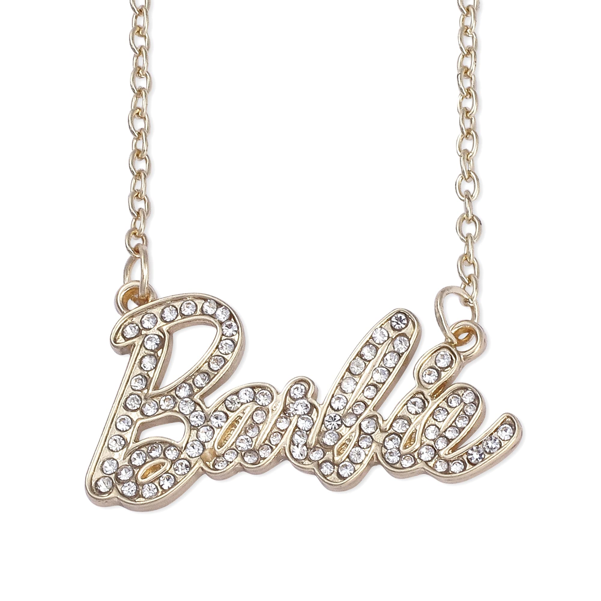 Barbie Crystal Script Logo Necklace (Gold)